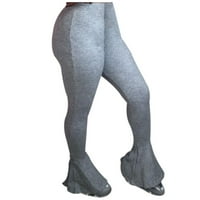 Modne jesensko-zimske ženske hlače, seksi uske jednobojne hlače visokog struka širokih nogavica, rasplamsane hlače,