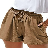 Uhndy Womens casual kratke hlače obični elastični struk džepovi za plaž