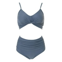 Plus size kupaći kostimi rasprodaja ženski push-up bikini u punoj boji kupaći kostim odjeća za plažu plava