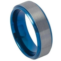 Prilagođeni personalizirani prsten za vjenčanje u graviranju postavljen za njega i njezin plavi ip pozlaćeni rubni