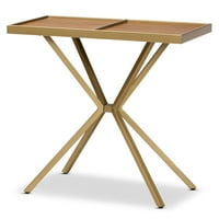 Baxton Studio Carlo Modern i suvremeni orah Dovršeni stol od metalne konzole od drveta i zlata