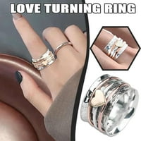 Modni klasični prstenovi za srce, rotirajuća anksioznost ublažavanje prstena Srce Dizajn Spinners Rings LJUBAV