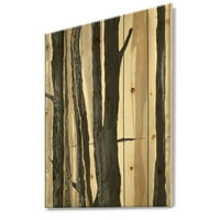 DesignArt 'Abstraky Forest Silhouette II' Moderni tisak seoske kuće na prirodnom borovom drvetu