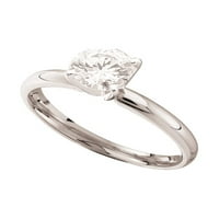 14k čvrsto bijelo zlato s dijamantnim okruglim dijamantom zaručnički prsten za mladenke - veličina 10k