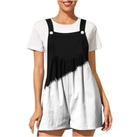 Ženski ljetni ležerni ruper bez rukava Down grafički ispis labave kratke kratke hlače kombinezon s džepovima bijela