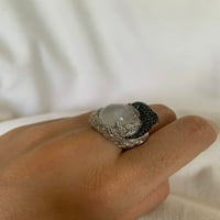 Prsten od duginog mjesečevog kamena Karillon raspršivač dragog kamenja 4k srebrni prsten za žene veličina prstena: