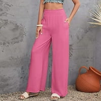 Entyinea široke hlače za žene, ženske casual elastične hlače visokog struka udobne hlače u boji soula