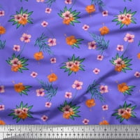 Pamučna tkanina od batista u širini dvorišta s lišćem i cvjetnim printom