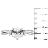 Zaručnički prsten u obliku kapi bijelog zlata 10 karat s bijelim сапфиром T. G. W., stvorena T. G. W. bijelog