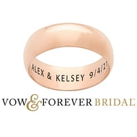 14k personalizirani vjenčani prsten od ružičastog zlata od ružičastog zlata preko srebra s unutarnjim ugraviranjem