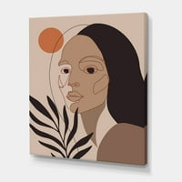 DesignArt 'retro minimalni portret mlade djevojke' moderno platno zidna umjetnička tiska