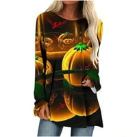 Ženski ležerni pulover s dugim rukavima, Modni jesenski / zimski print s bundevom, labavi vrhovi, mekane slatke