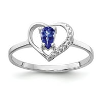 Čvrsto bijelo zlato 14k, 5MB kruška tanzanit plavi Prosinački dragulj dijamantni zaručnički prsten veličine 6