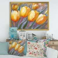 DesignArt 'Sažetak žutog cvjetanja tulipana tradicionalnog uokvirenog umjetničkog tiska