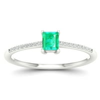 Imperijalni dragulj 10K bijelo zlato osmerokut rez smaragda ct tw dijamantski modni prsten