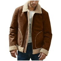 Muški zimski kaput Plus Size s reverom s dugim rukavima kožna jakna s podstavom Vintage izolirani kaput jakna