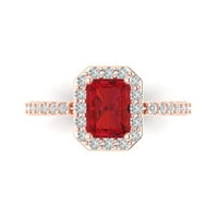 2. Dijamantni smaragdni rez s imitacijom ružičastog turmalina u ružičastom zlatu od 14 karata s umetcima prsten