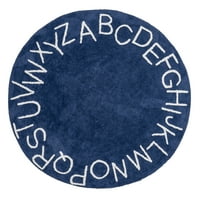 Dječja periva okrugla prostirka s abecedom, 4 inča, Mornarsko plava