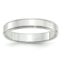 zaručnički prsten od bijelog zlata od 10 karata ravan je s stepenastim rubom, veličine 4. 1WFLE040