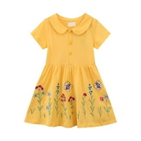 Haljina za djevojčice pletena haljina za princezu s cvjetnim printom kratkih rukava