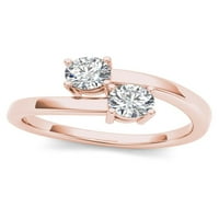 Zaručnički prsten s dva kamena od ružičastog zlata od 10 karata i dijamantom od 14 karata