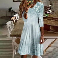 Modna ženska jesenska ležerna haljina s izrezom u obliku slova B i dugim rukavima s printom za odmor elegancija