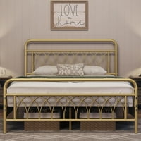Okvir kreveta veličine mumbo-mumbo metalni krevet na platformi s uzglavljem ukrašenim laticama, podnožje ispod