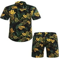 Hirigin muške havajske košulje odijela, modno tiskani gumb dolje košulja kratkih rukava + set na plaži set