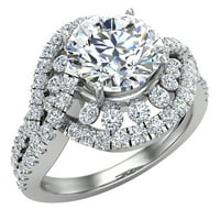Zaručnički prsten s dijamantom od 2 karata s dijamantima od bijelog zlata od 18 karata s kanalom