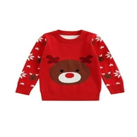 Nituyy božićni mališani casual džemperi djevojčice Dječaci crtani rogovi medvjed jacquard dugi rukav okrugli ovratnik