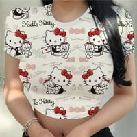Y2k crop majice hello kitty tiskanje modno žene usjev vrh harajuku ulična odjeća vitka majica ljetna zabava femme