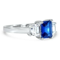 Plavi safirni prsten od srebra od srebra za žene veličine 8