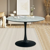 Okrugli stol od tulipana 41,73 u crnoj boji, moderni stol za blagovanje sredinom stoljeća s okruglom pločom i