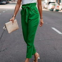 Fartey široke hlače za noge za žene visoke vrećice s papirnatim vrećicama Čvrsta boja tanke hlače s džepovima