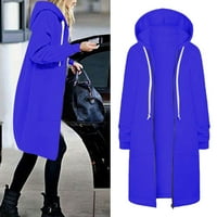 Ženski kaputi Udobni zip dugih rukava u obliku kapuljača s kapuljačom plave jakne s džepom s