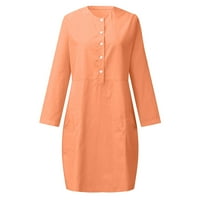 FineLove Ljetne haljine Ljetne haljine zazor s V-izrezom čvrsta sunčana haljina dugih rukava narančasta