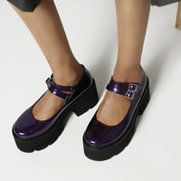 Ženske kožne cipele Britanski stil kopča Student Nosive ležerne debele potpetice Čvrsta boja za gležanj sandale