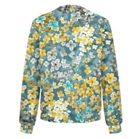 Apepalne jakne za žene dugi rukavi lagani zip up ošišan modni cvjetni print vanjska odjeća casual prešitane jakne