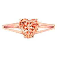 Prsten od ružičastog zlata od 14 karata s imitacijom crvenog dijamanta u obliku srca od 9,25