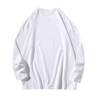 Muška majica s dugim rukavima, široka majica s džepovima i dugim rukavima u teškoj kategoriji, bijela, majica
