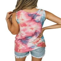 Ženske ljetne majice s cvjetnim printom Plus size boho leptir-mašna Top prsluk prevelike majice bez rukava bluza