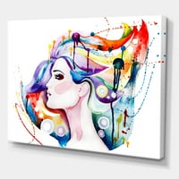 DesignArt 'Lijepa mlada žena s šarenom kosom' tradicionalno platno zidne umjetničke ispis