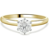 Zaručnički prsten od 14k žutog zlata od 14k s okruglim dijamantom.