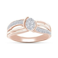 Zaručnički prsten od prirodnog bijelog dijamanta okruglog oblika za žene Od 14k ružičastog zlata, presvučen Sterling