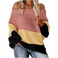Ženski džemperi, široki puloveri, jesensko-zimski pleteni casual džemperi s dugim rukavima, Novi dolasci, bež-6-inčni