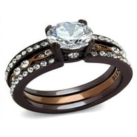 2. CT okrugli rez cz čokolada za vjenčani prsten od nehrđajućeg čelika Ženska veličina 10