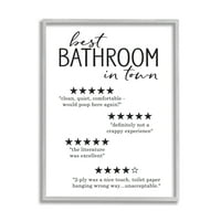 Recenzije s pet zvjezdica za najbolju kupaonicu 9 smiješne fraze za kupaonicu grafika u sivom okviru zidni ispis,
