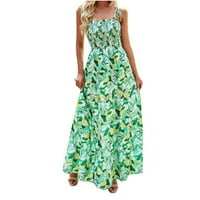 Finelove opremljena haljina Sundresse za žensku a-liniju visoko-niska bez rukava, čvrsto zelena l