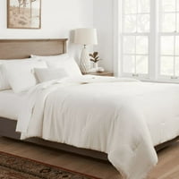 Holbrook Reverzibilni opušteni oprani Comforter & Sham Set s ukrasnim jastukom za bacanje - prag