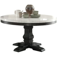Okrugli stol za blagovanje na postolju, bijeli mramor i crna boja